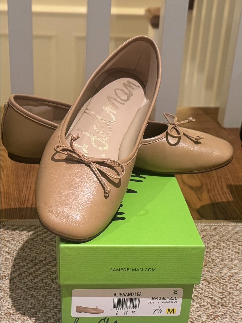 Sam Edelman Alie Leather Ballet Flats in Sand/Beige